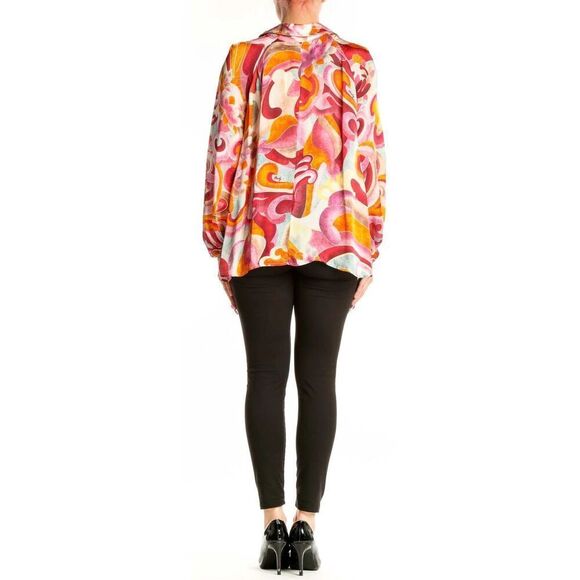 CHUFY KATHMANDU HEIGHTS Pink& Orange Abstract Print Viscose Blouse NWT Size Medi - Picture 4 of 8